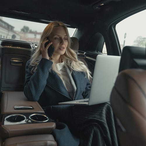 pexels-photo-5717641-5717641 Confident businesswoman making a call and working on a laptop in a luxury car interior.